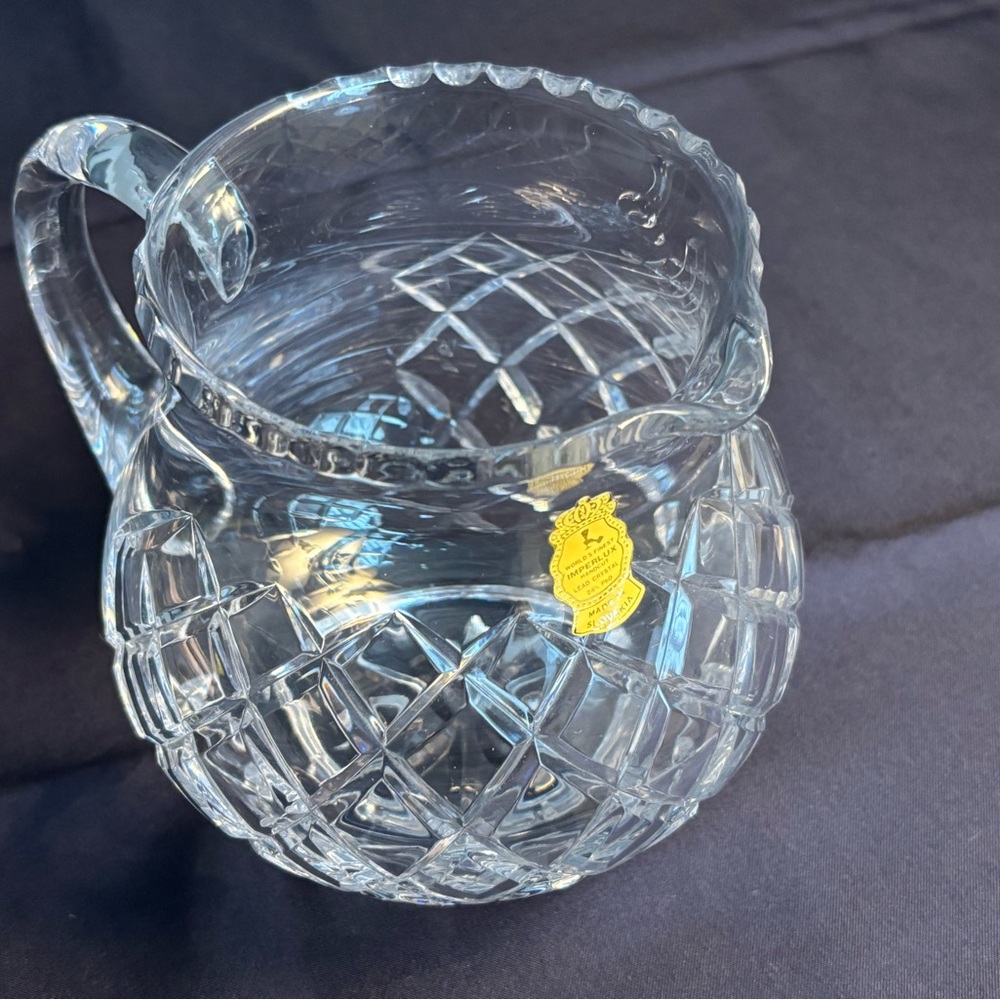 World Finest Imperlux, Crystal Clear Glass Pitcher, made in Slovakia.